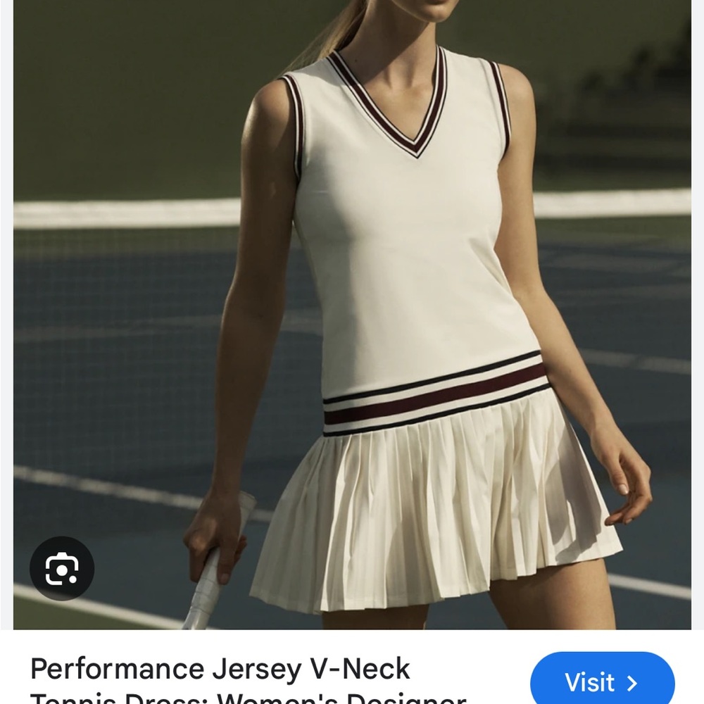 Tory Sport Burch Tennis Women's Sleeveless V-Neck Tennis Dress - White Small